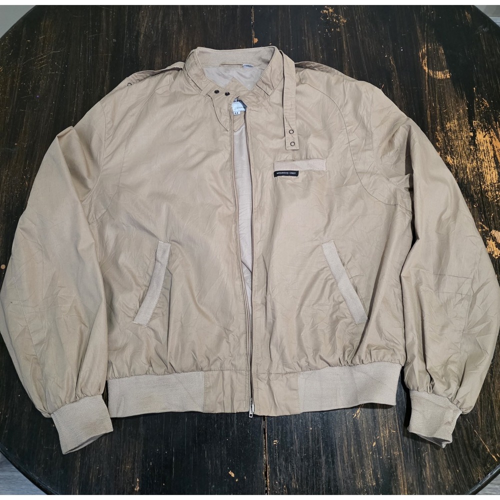 Members Only Iconic Racer Jacket Mens 44 Tan 80s Vintage
